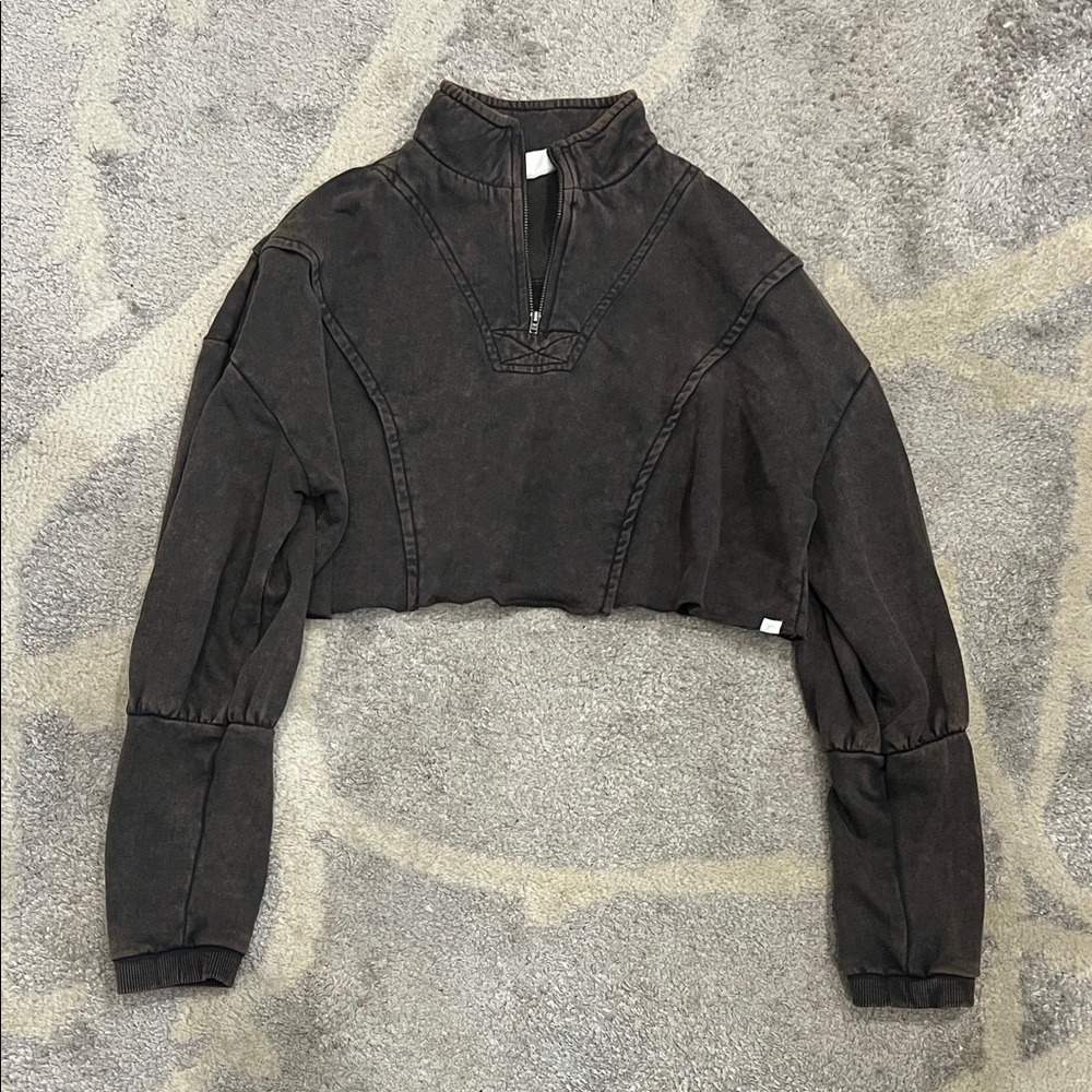 Brown Urban Outfitters Cropped Pullover with Zipper